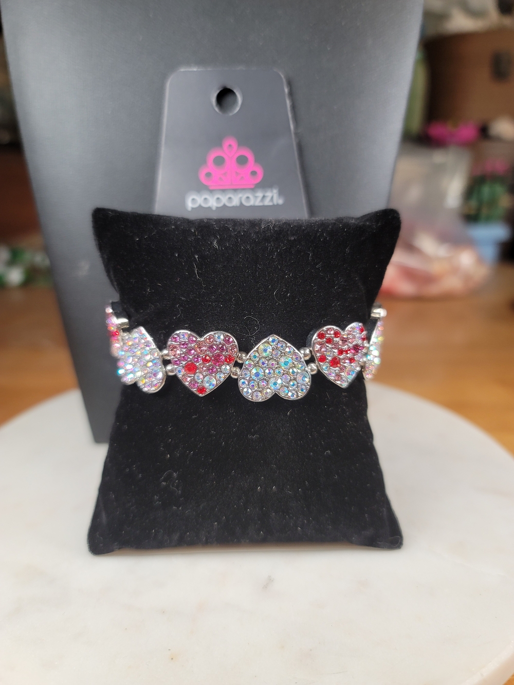 paparazzi Multicolor Heart Crystal Stretch Bracelet